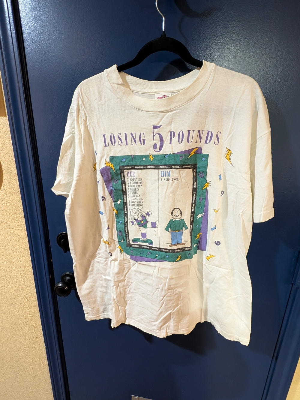 Vintage Cathy Losing 5 Pounds Graphic T Shirt Made USA One Size 90s Y2K
